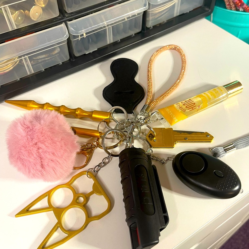 Champagne Bling Gold Self Defense Keychain